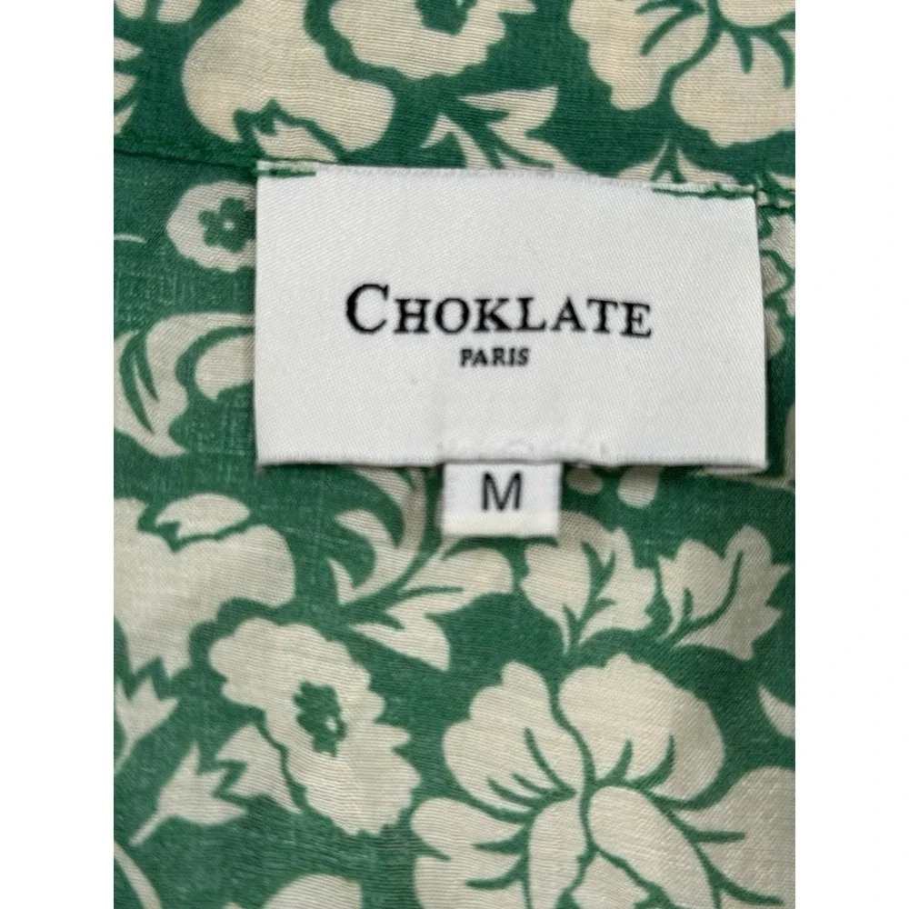 Choklate‎ Paris Babydoll Dress Womens M Green Excellent Floral Silk Blend Tiered